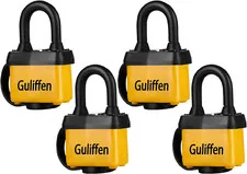 Weatherproof Laminated Padlock with Key,4 Pack Outdoor Pad Locks with Same Key 