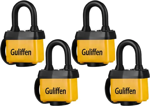 Weatherproof Laminated Padlock with Key,4 Pack Outdoor Pad Locks with Same Key 