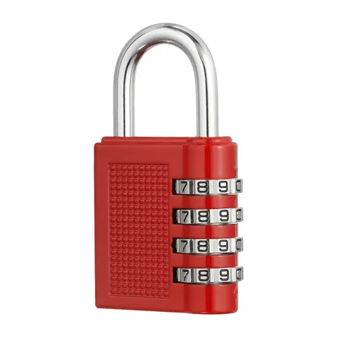 Combination Padlock (Large, Red), 4-Digit Shackle Code Locks
