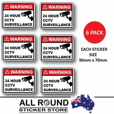 Warning Stickers Security camera surveillance warning-CCTV 12-pack