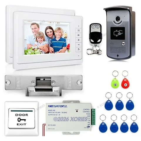 7" Wired Video Door Phone Intercom System Entry RFID Keyfobs Remote Unlock 1V2