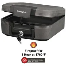 Secure Waterproof Fireproof Chest, 6.6 x 15.4 x 14.3 Inches