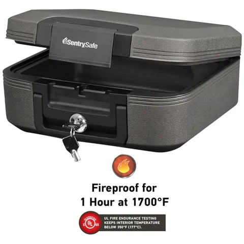Secure Waterproof Fireproof Chest, 6.6 x 15.4 x 14.3 Inches