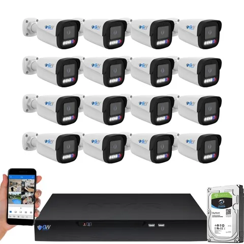GW Security 16 Channel 12MP NVR 4K 25FPS Two-Way Audio Camera...