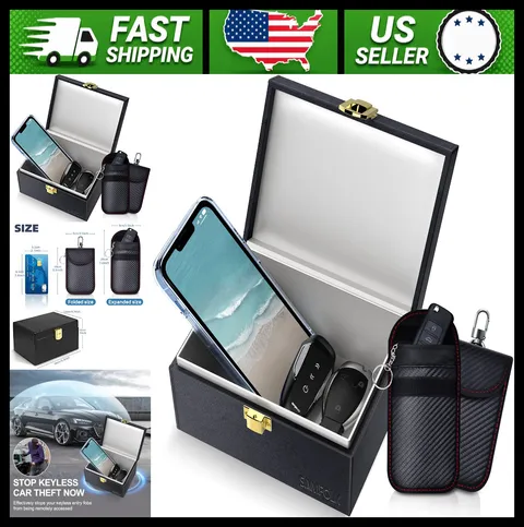 Faraday Box with Faraday Bags for Car Keys Signal Blocking Anti-Theft Shield
