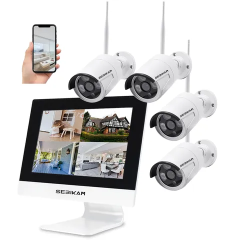 Wireless Security Camera System with 10.1" Monitor, 4PCS 3MP/2K HD Cameras | ...