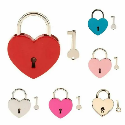 Mini Travel Wedding Heart Shape with Key Padlock Locks Love Heart Lock Hardware