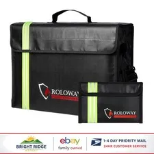 Water Resistant Fireproof Bag for Documents and Valuables with Adjustable Strap