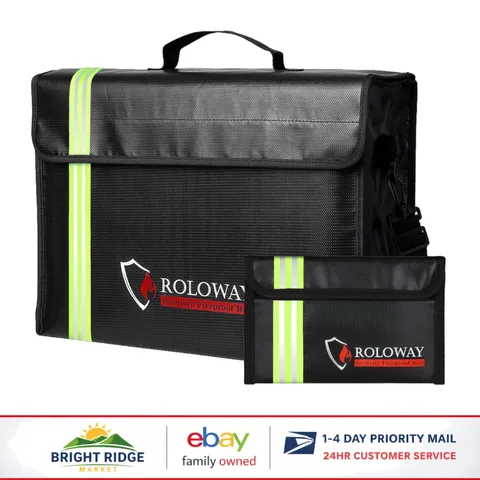 Water Resistant Fireproof Bag for Documents and Valuables with Adjustable Strap
