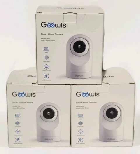 LOT OF 3 NEW GOOWIS 1080p WI-FI INDOOR CAMERA ALEXA COMPATIBLE WHITE 2-WAY AUDIO