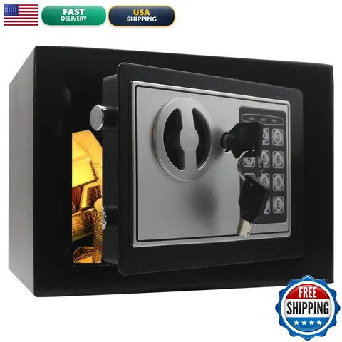 Heroecol Security Small Steel Safe Lock Box Code Keypad Black