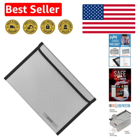 Fireproof Document Bag 8"x5" -  Certified, Fire & Water Resistant Cash Holder