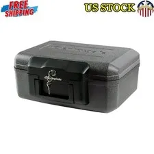 Fire Resistant Lock Box Document Safe W/ Keys Carrying Handle Portable Storage