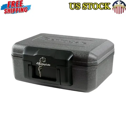 Fire Resistant Lock Box Document Safe W/ Keys Carrying Handle Portable Storage