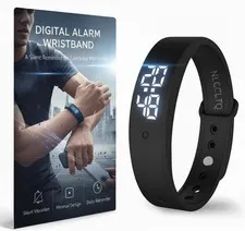Vibrating Alarm Wristband Wrist Clock Watch Band Small, Black