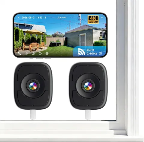 8MP 4K Window Camera 2 Pack, 2.4/5Ghz Wifi Safeview Camera with Night Vision, In