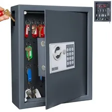 40 Keys Cabinet with Digital Lock - Electronic Key Safe, Steel Lock Box with Dro