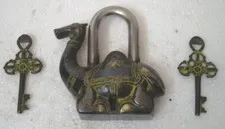 Vintage Finish Handmade Brass Camel Shape Padlock With keys Working Functional 