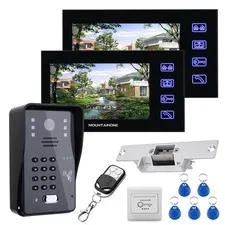 7inch 2 Monitors Video Door Phone Doorbell Intercom System+Electric Strike Lock