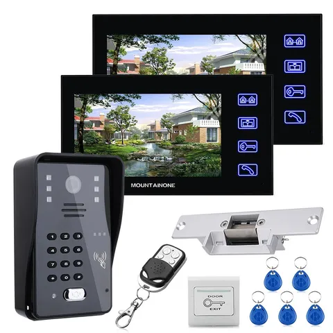 7inch 2 Monitors Video Door Phone Doorbell Intercom System+Electric Strike Lock