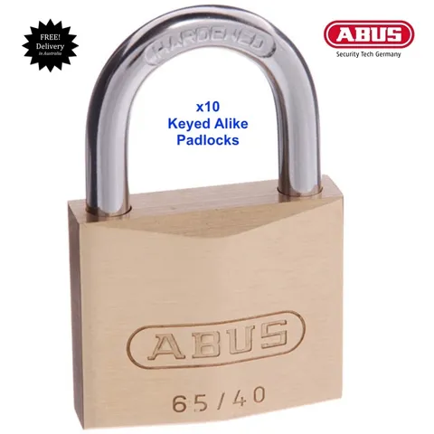 ABUS Padlock-x 10 KEYED ALIKE 40mm Padlocks W/Hardened Steel Shackles-Free Post.