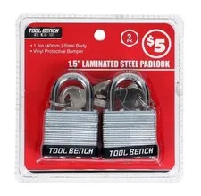 TOOL BENCH HARDWARE Laminated Padlock, 2 Pk