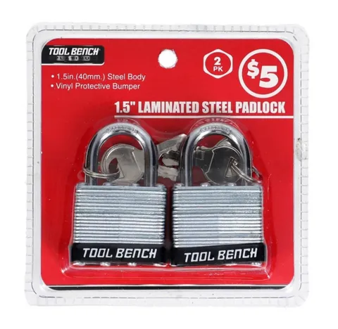 TOOL BENCH HARDWARE Laminated Padlock, 2 Pk