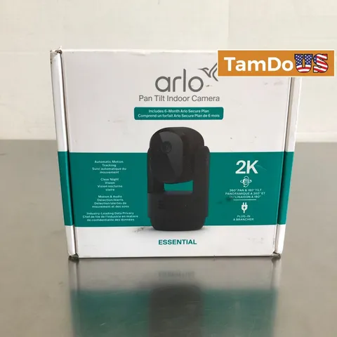 Arlo Essential Pan Tilt Indoor Security Camera 2K Black 360 Pan 180 Tilt Plug-In