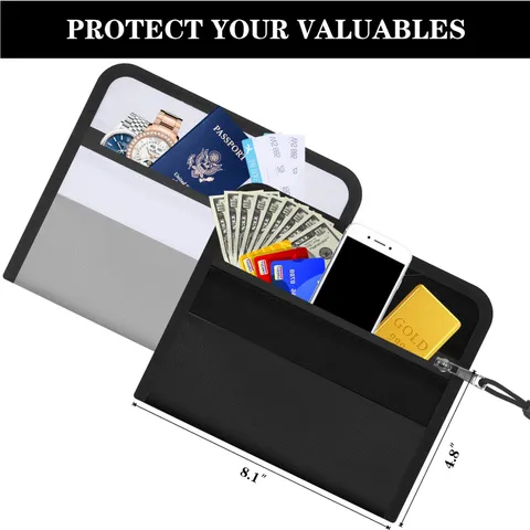 2 Pack Fireproof Money Bag Document Cash Bag for Passport Jewelry Files