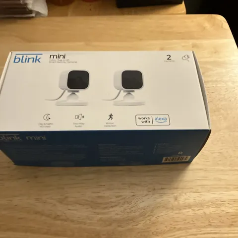 x2 Blink Mini Indoor Plug-in Smart Security Cameras 1080p HD Motion Detection