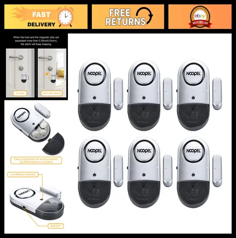6 Pack Door Alarms for Kids Safety - 120dB Window & Pool Security Sensors