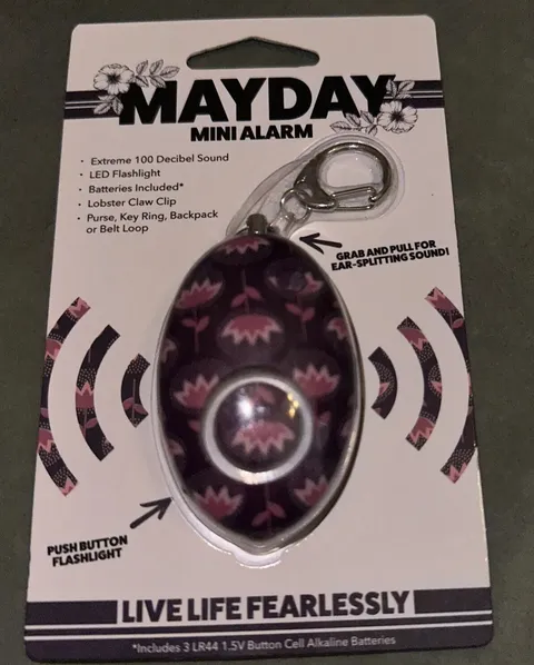 Mayday Mini Floral purple Defense Keychain Alarm Emergency Keyring New In Pack