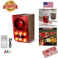 Solar Outdoor Motion Sensor Alarm Deterrent Noise Light Raccoon Deer Bear