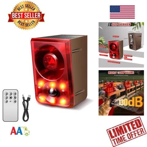 Solar Outdoor Motion Sensor Alarm Deterrent Noise Light Raccoon Deer Bear