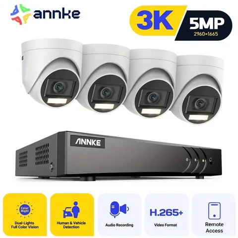 ANNKE 8CH DVR 5MP Audio Security Camera System AI Detection Color Night H.265+