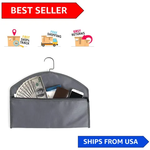 Waterproof and Fireproof Hanger Safe with Inner Pocket - Ideal for Travel & Home