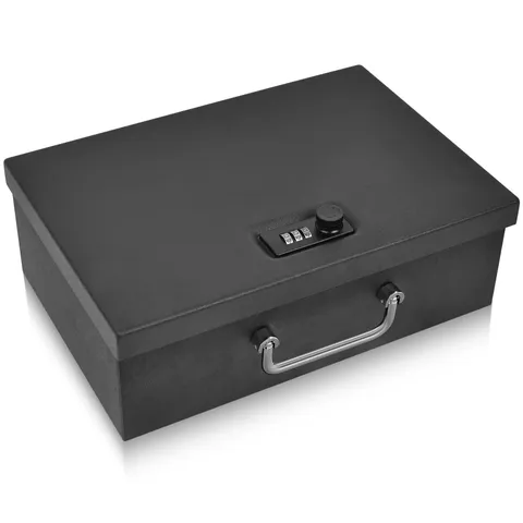 TOTOY Portable Fireproof Document Box with 3-digit Combination Lock, Safe Box