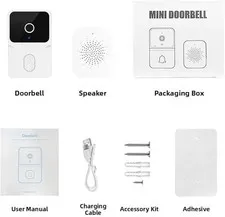 Mini Doorbell with Camera, Two Way Audio, WiFi Compatible, HD Image (Black)