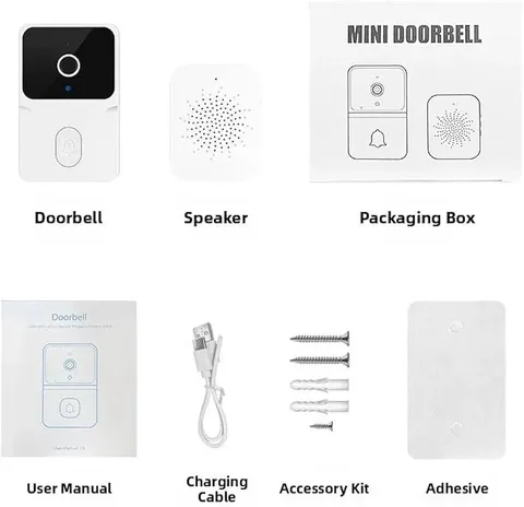 Mini Doorbell with Camera, Two Way Audio, WiFi Compatible, HD Image (Black)