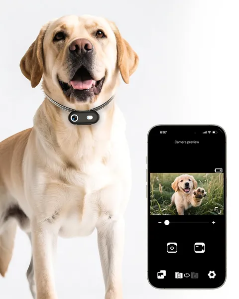 Dog Collar Camera with Phone App, 1080P HD Video Recording POV Cam