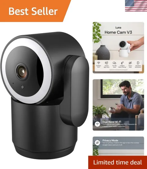 Luxury Luna 2K Indoor Camera with Built-in Spotlight & Motion Detection System