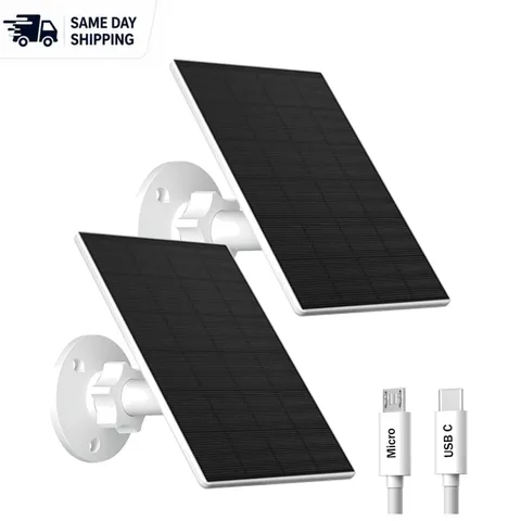 Efficient 2W Solar Charging Panels for Outdoor Security |USB-C/Micro USB, 2 Pack