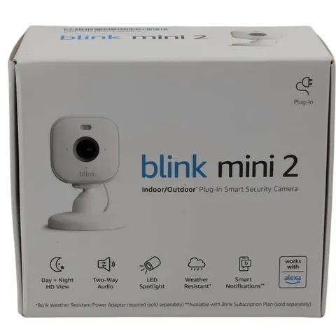 Blink Mini 2 Indoor/Outdoor Plug-In Smart Security Camera 1080p 2nd Gen Alexa