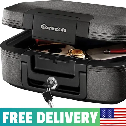 Charcoal Gray Fireproof And Waterproof Safe Box With Key Lock, Portable Chest Fo