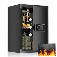 19.7 Inch Tall Large Safe Box, 3.4 Cuft Home Safe with Fireproof Bag, Anti-Th...