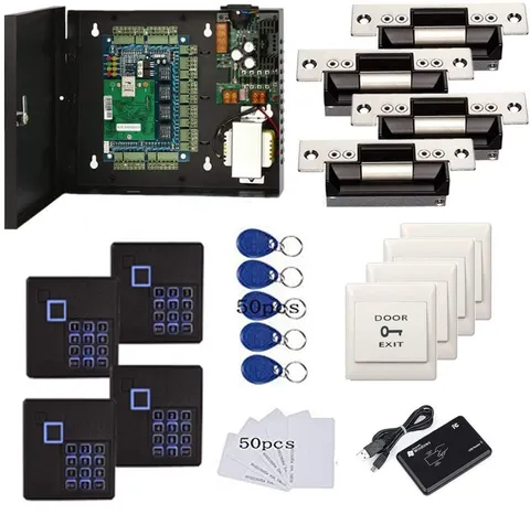 MENGQI-CONTROL 4 Doors Complete TCP/IP PIN Code RFID Card/Fob Access Control ...