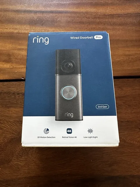New Sealed Ring Wired Doorbell Pro (3rd Gen) Retinal 4K ultra-clear video 10x Z