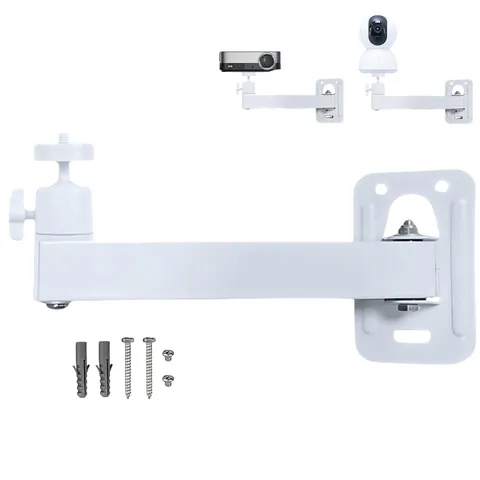 Foldable Projector Wall Mount White Aluminum Alloy Rotatable 1/4 Screw