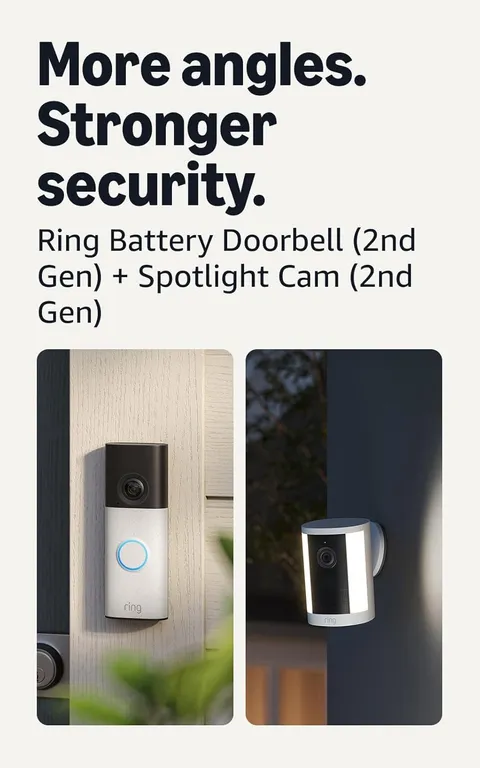 Battery Doorbell (Newest Model), Speckled Gray with Spotlight Cam, Battery (Newe