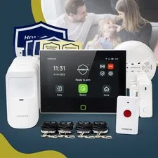 HOMSECUR Wireless WIFI 4G GSM LCD Home Security 7" Alarm System+Panic Button